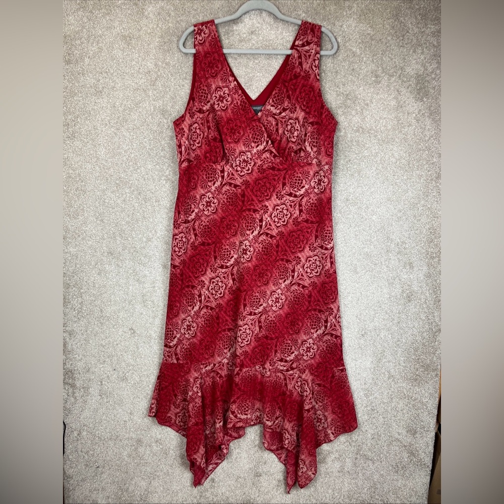 Jonathan Martin Studio Dress Womens 20W Red Maxi Sleeveless V Neck Lined- 3351*